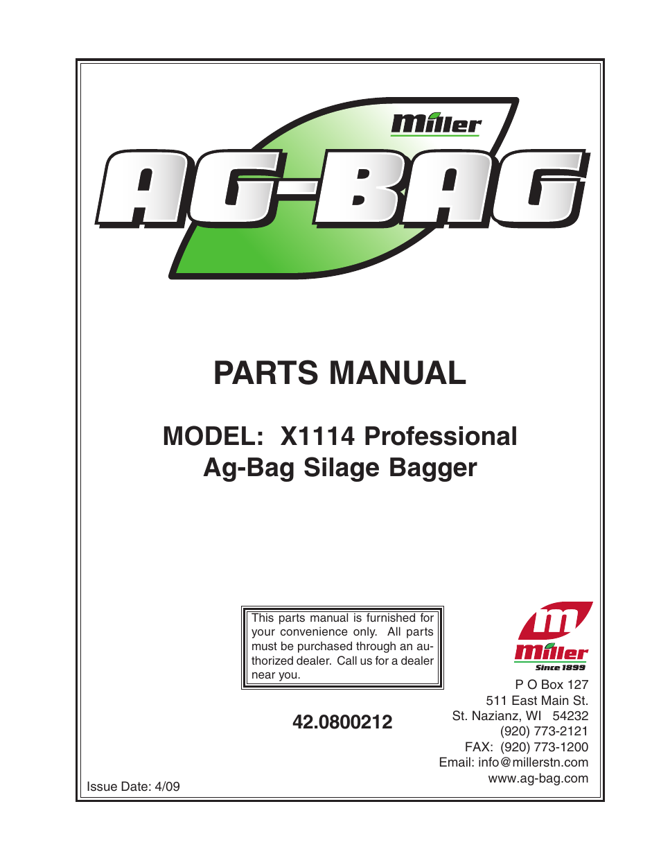 Ag-Bag X1114 Bagger User Manual | 262 pages