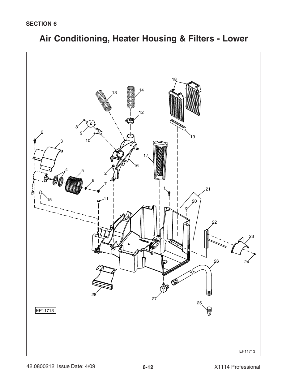 Air conditioning, heater housing & filters - lower | Ag-Bag X1114 Bagger User Manual | Page 106 / 262