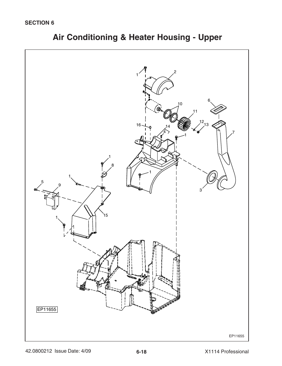 Air conditioning & heater housing - upper | Ag-Bag X1114 Bagger User Manual | Page 112 / 262