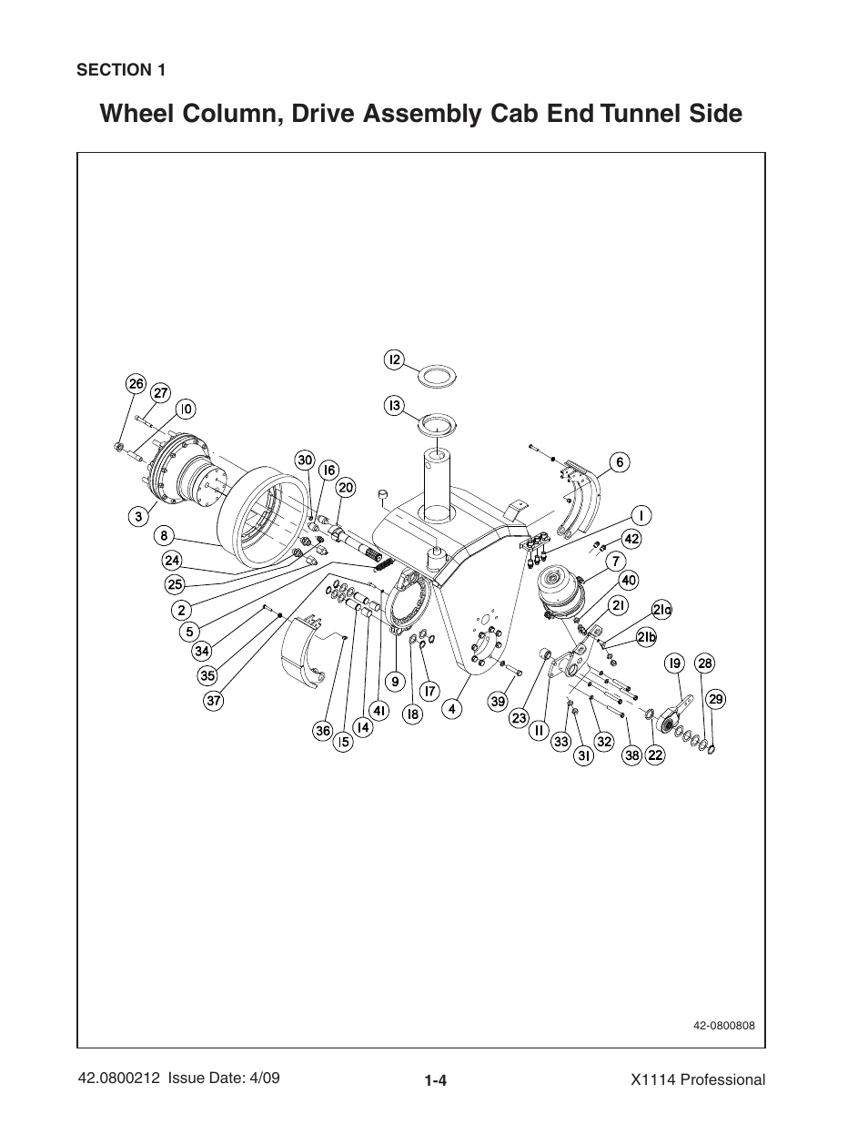 Wheel column, drive assembly cab end tunnel side | Ag-Bag X1114 Bagger User Manual | Page 12 / 262