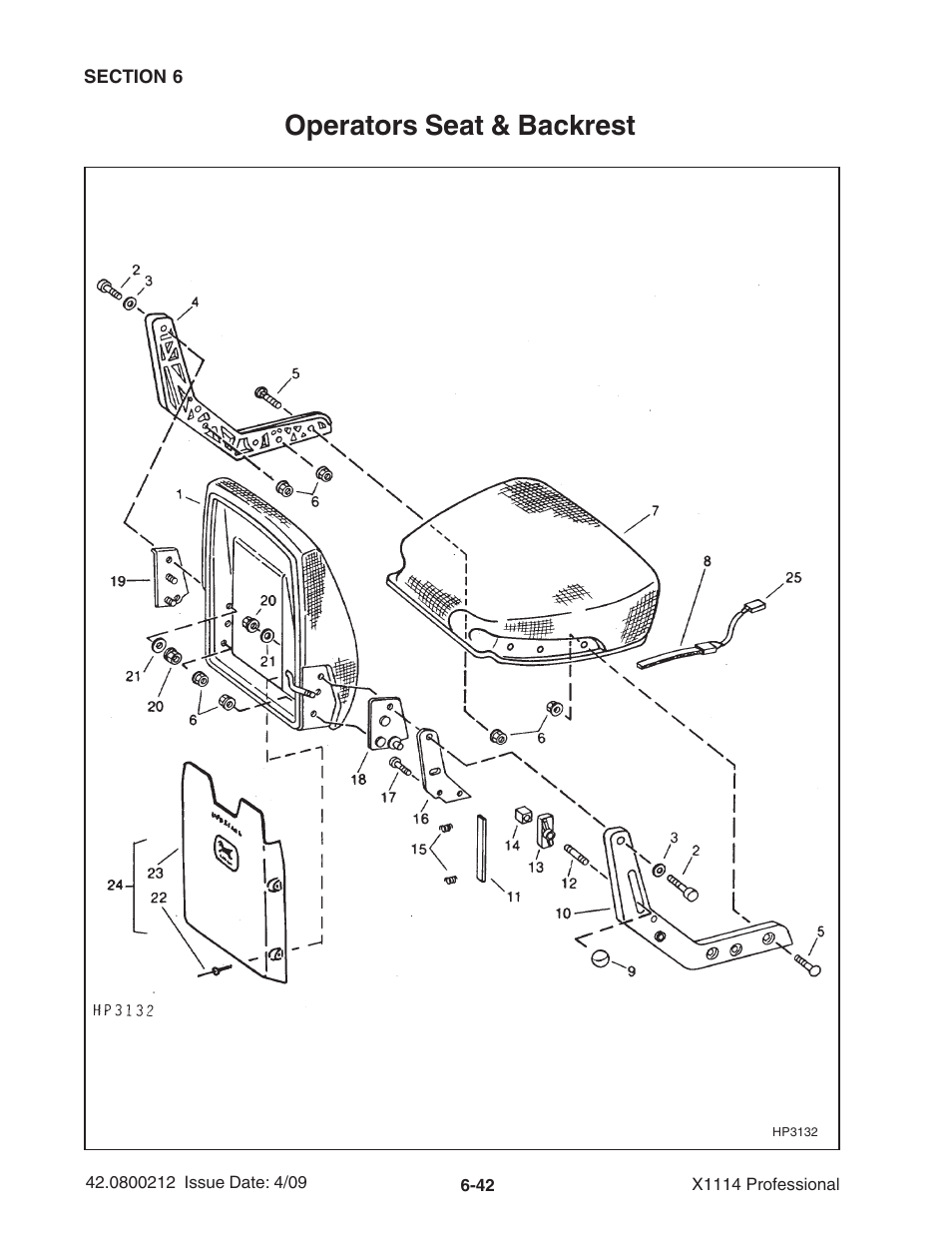 Operators seat & backrest | Ag-Bag X1114 Bagger User Manual | Page 136 / 262