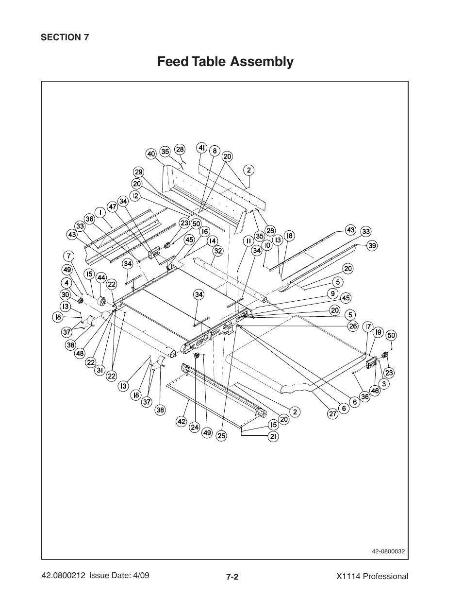 Feed table assembly | Ag-Bag X1114 Bagger User Manual | Page 160 / 262