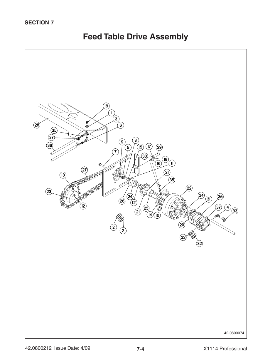 Feed table drive assembly | Ag-Bag X1114 Bagger User Manual | Page 162 / 262