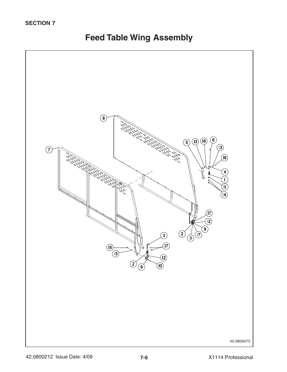 Feed table wing assembly | Ag-Bag X1114 Bagger User Manual | Page 164 / 262