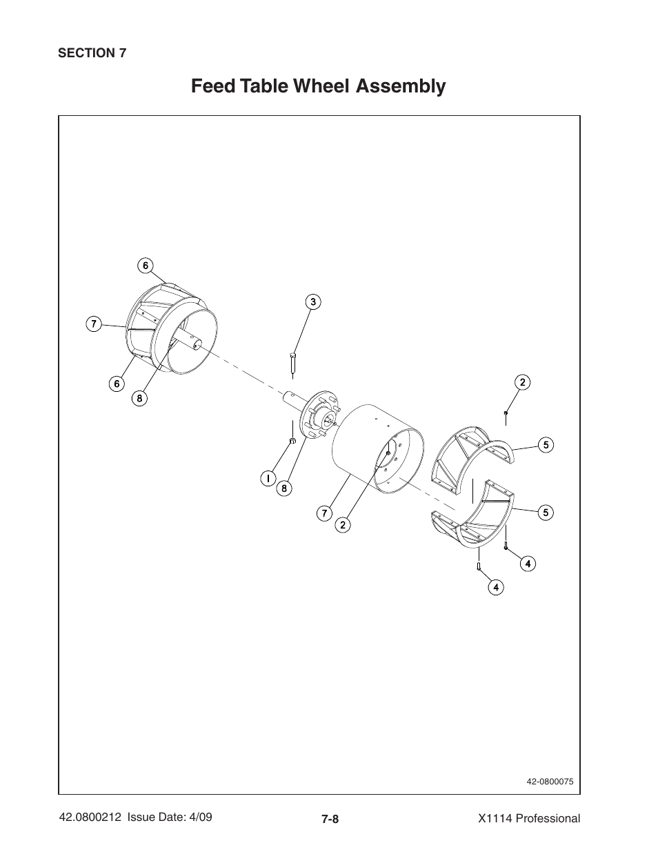 Feed table wheel assembly | Ag-Bag X1114 Bagger User Manual | Page 166 / 262