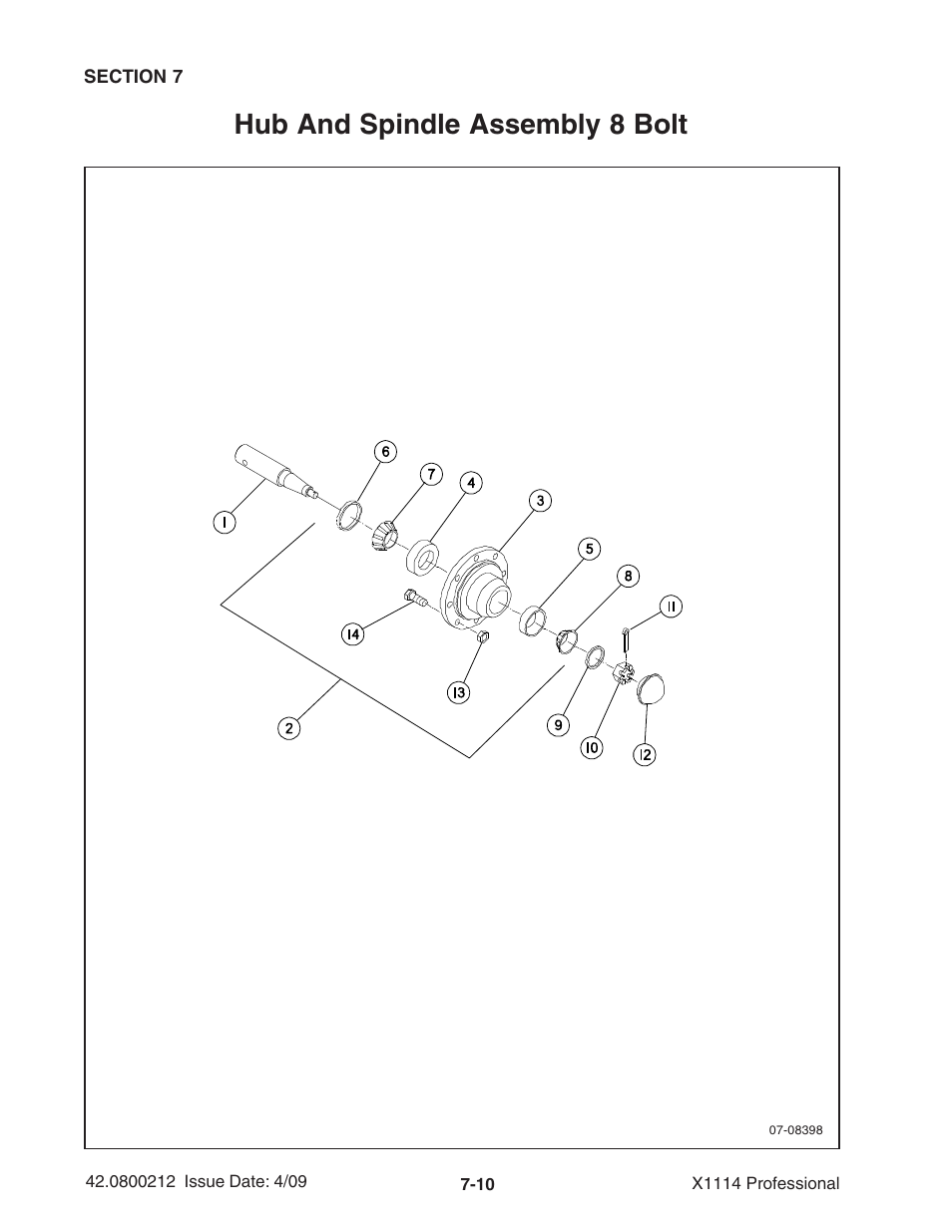 Hub and spindle assembly 8 bolt | Ag-Bag X1114 Bagger User Manual | Page 168 / 262