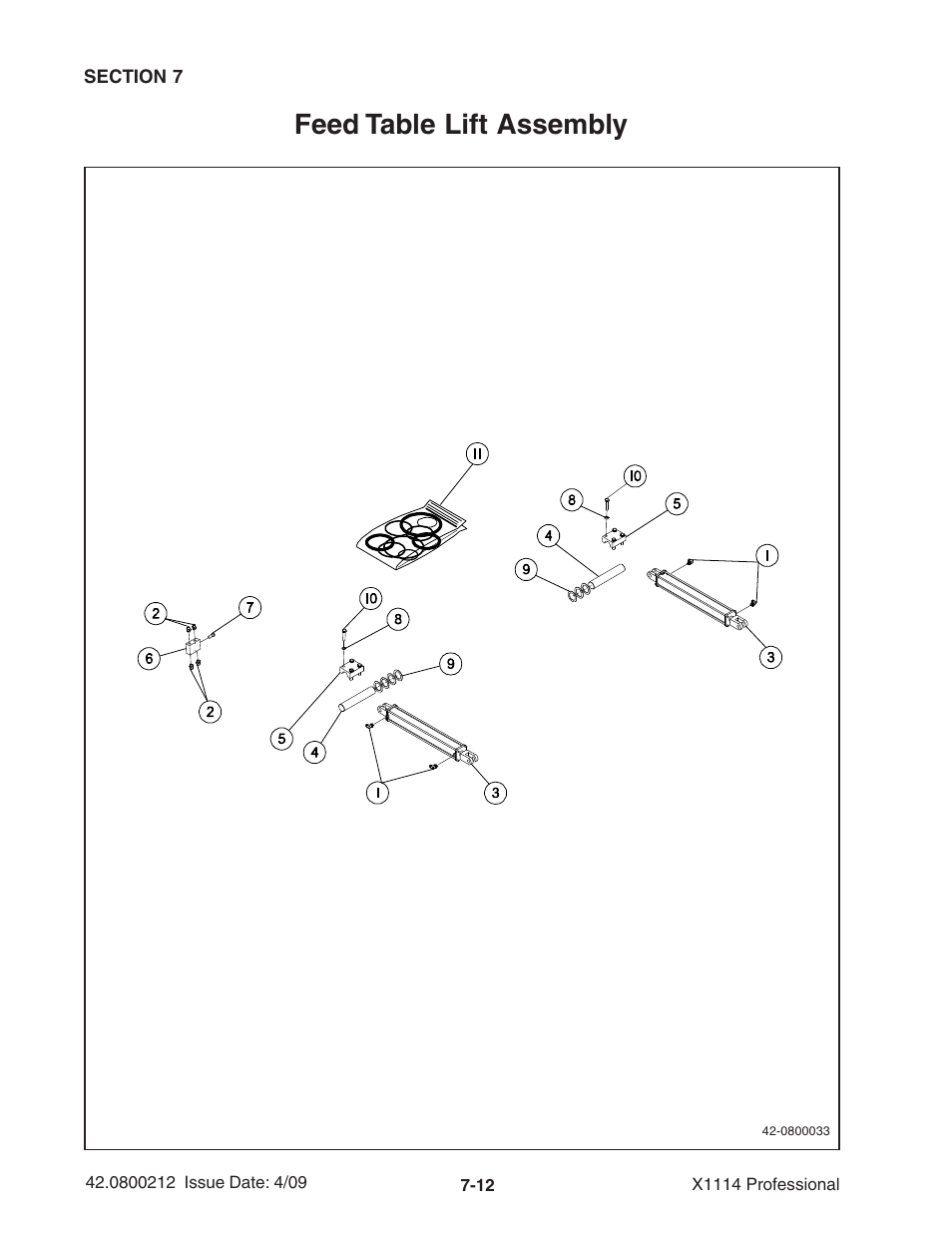 Feed table lift assembly | Ag-Bag X1114 Bagger User Manual | Page 170 / 262