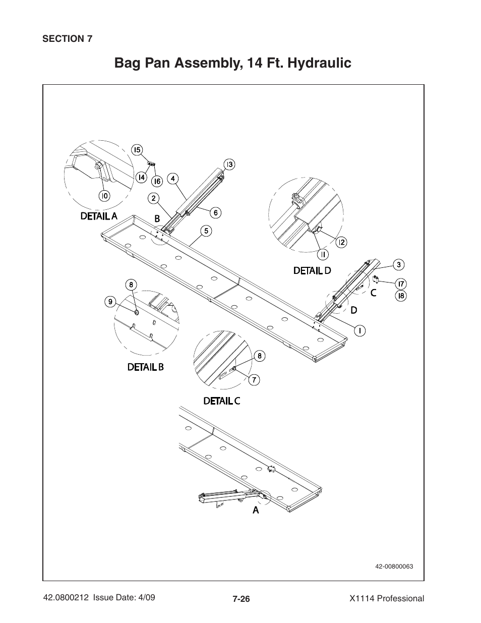 Bag pan assembly, 14 ft. hydraulic | Ag-Bag X1114 Bagger User Manual | Page 184 / 262