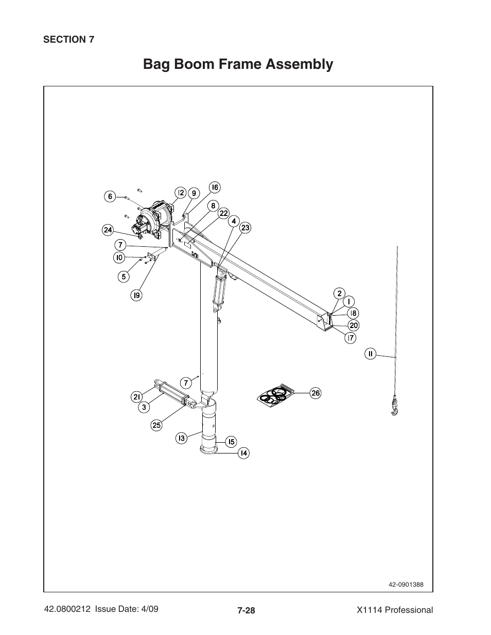 Bag boom frame assembly | Ag-Bag X1114 Bagger User Manual | Page 186 / 262