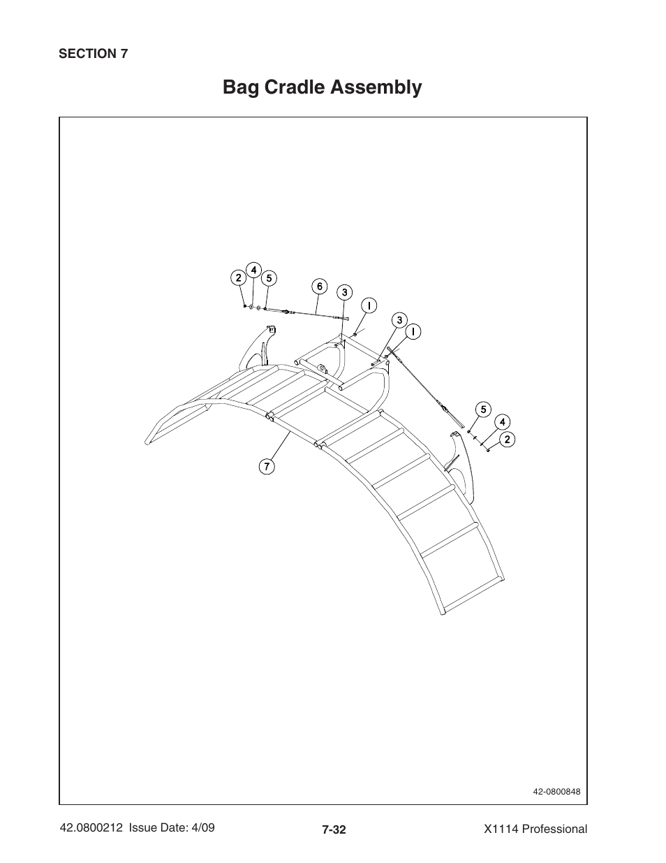 Bag cradle assembly | Ag-Bag X1114 Bagger User Manual | Page 190 / 262