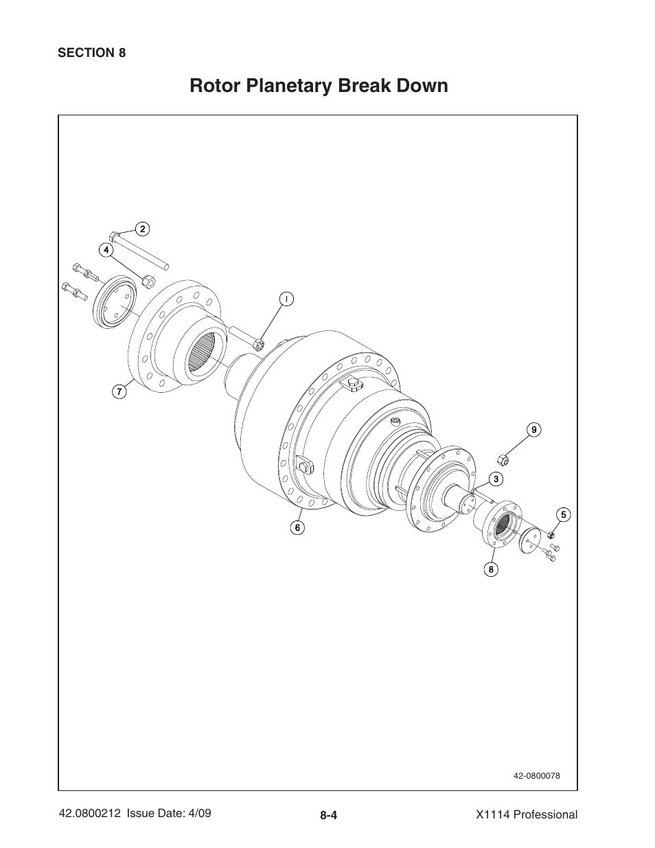 Rotor planetary break down | Ag-Bag X1114 Bagger User Manual | Page 200 / 262