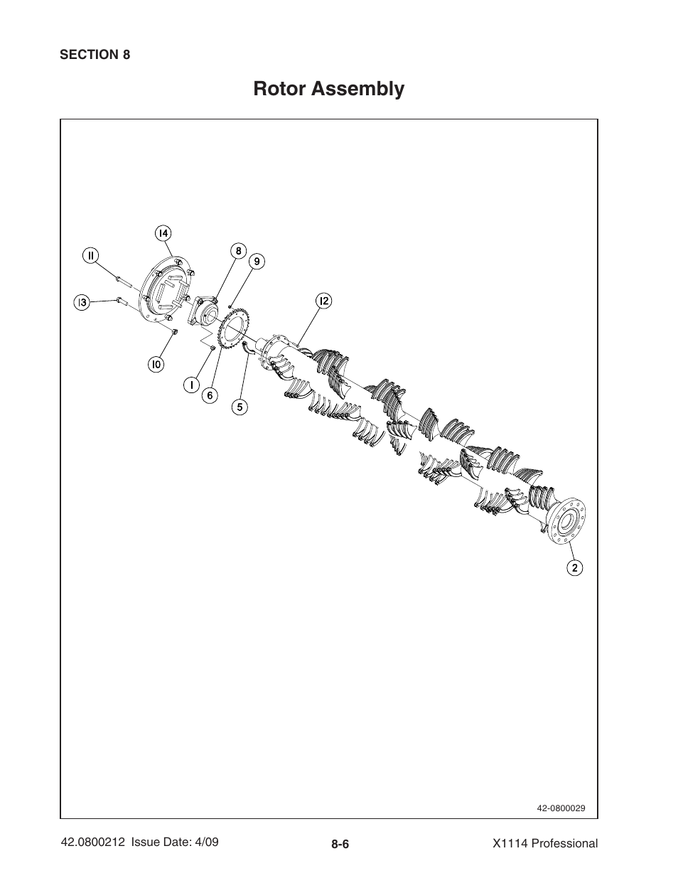 Rotor assembly | Ag-Bag X1114 Bagger User Manual | Page 202 / 262