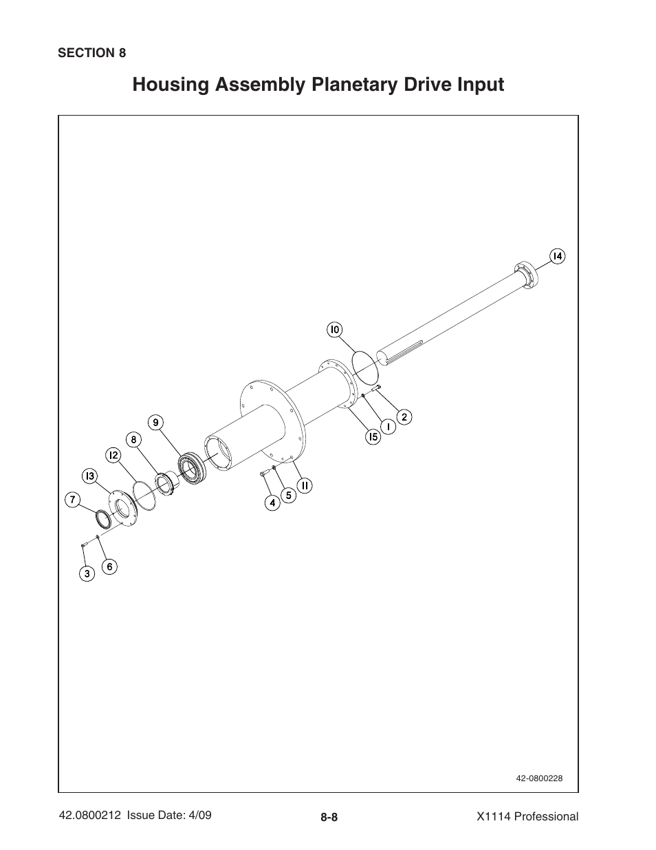 Housing assembly planetary drive input | Ag-Bag X1114 Bagger User Manual | Page 204 / 262