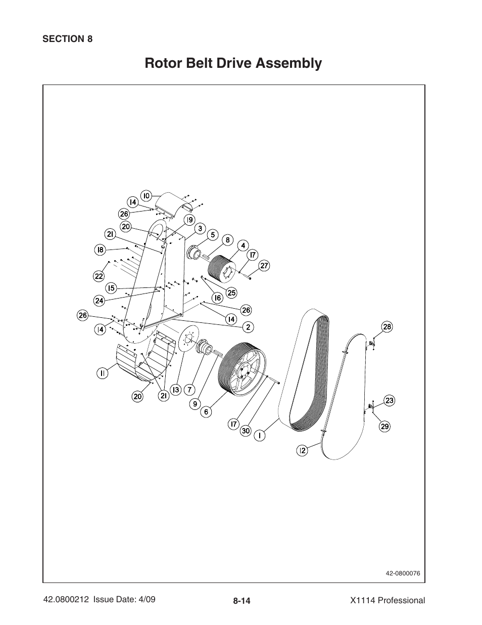 Rotor belt drive assembly | Ag-Bag X1114 Bagger User Manual | Page 210 / 262