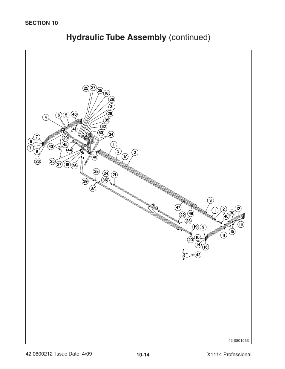 Hydraulic tube assembly (continued) | Ag-Bag X1114 Bagger User Manual | Page 242 / 262