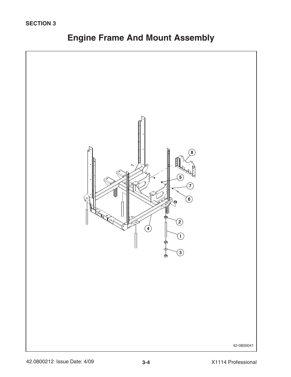 Engine frame and mount assembly | Ag-Bag X1114 Bagger User Manual | Page 38 / 262