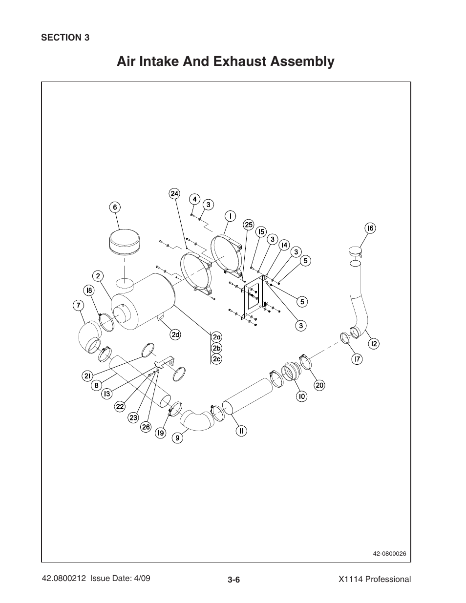 Air intake and exhaust assembly | Ag-Bag X1114 Bagger User Manual | Page 40 / 262