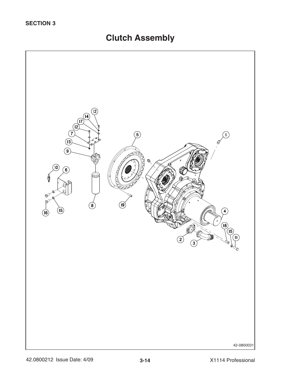 Clutch assembly | Ag-Bag X1114 Bagger User Manual | Page 48 / 262