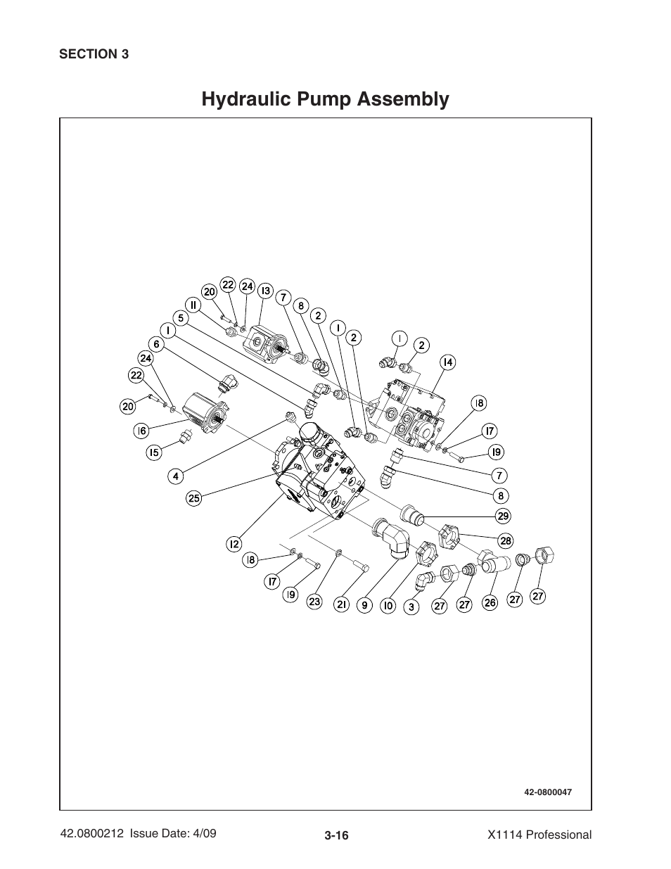 Hydraulic pump assembly | Ag-Bag X1114 Bagger User Manual | Page 50 / 262