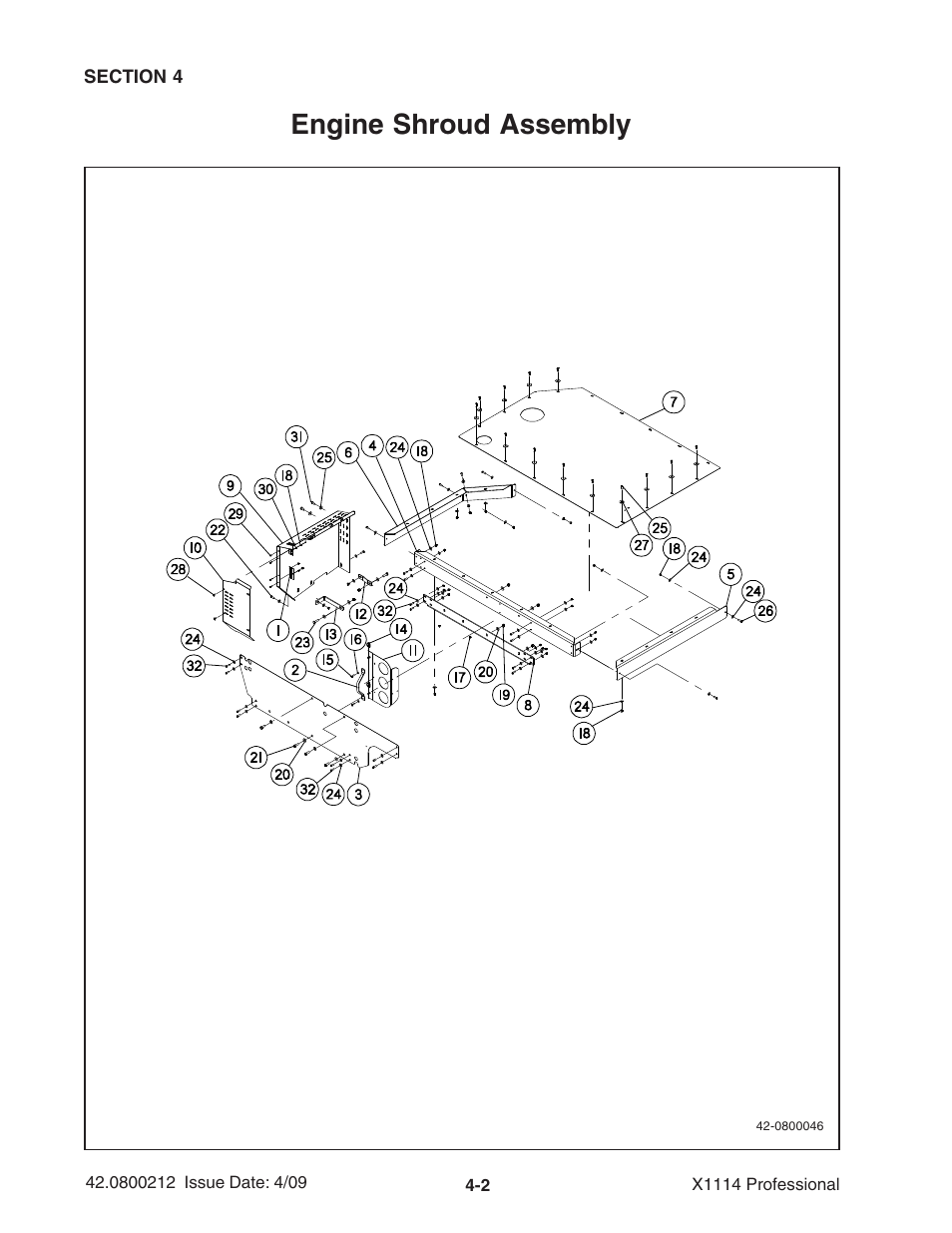 Engine shroud assembly | Ag-Bag X1114 Bagger User Manual | Page 60 / 262