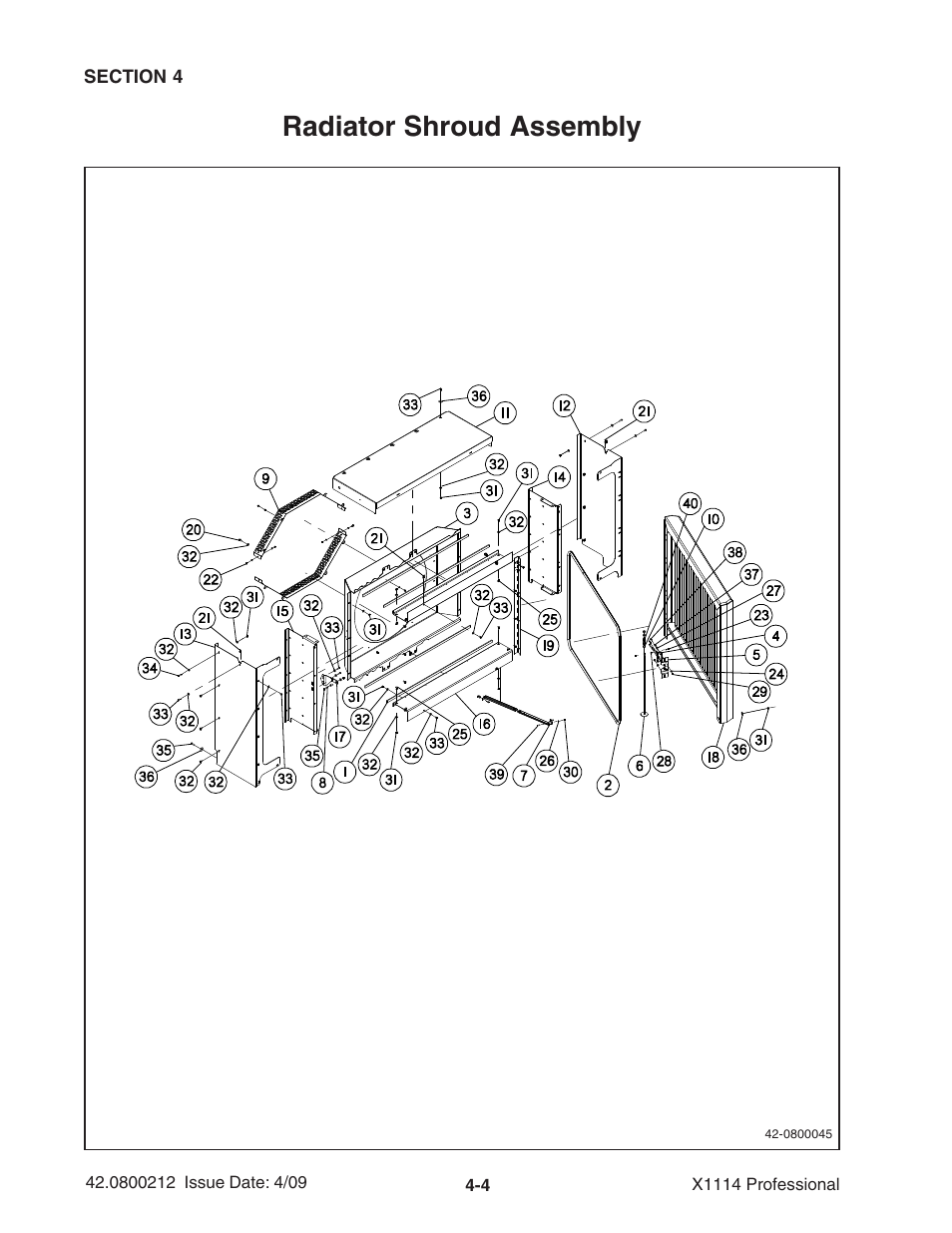 Radiator shroud assembly | Ag-Bag X1114 Bagger User Manual | Page 62 / 262