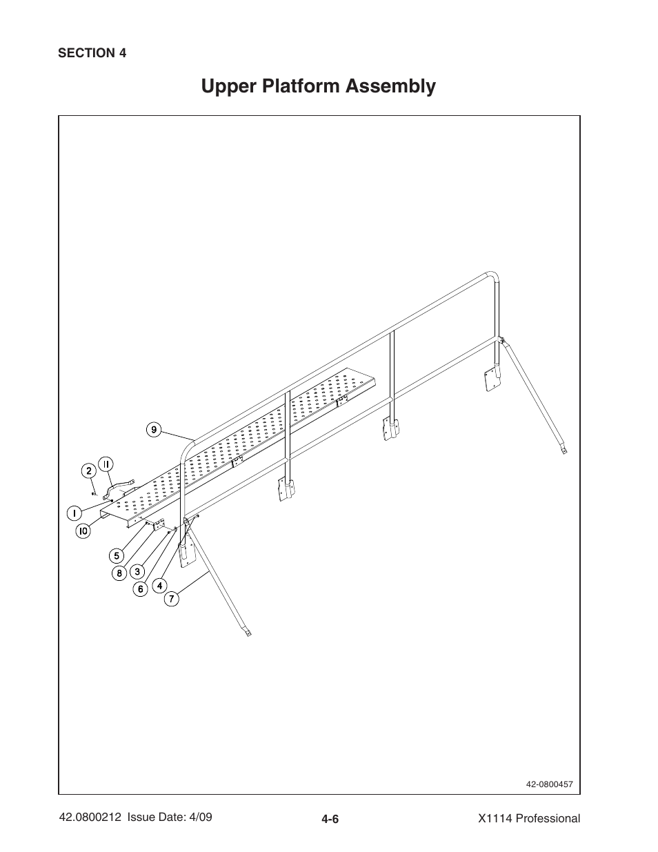 Upper platform assembly | Ag-Bag X1114 Bagger User Manual | Page 64 / 262