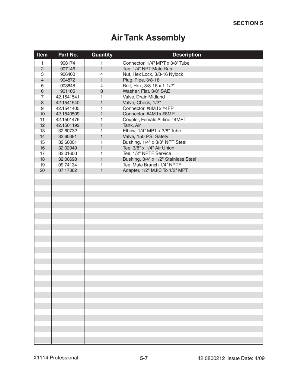 Air tank assembly | Ag-Bag X1114 Bagger User Manual | Page 83 / 262