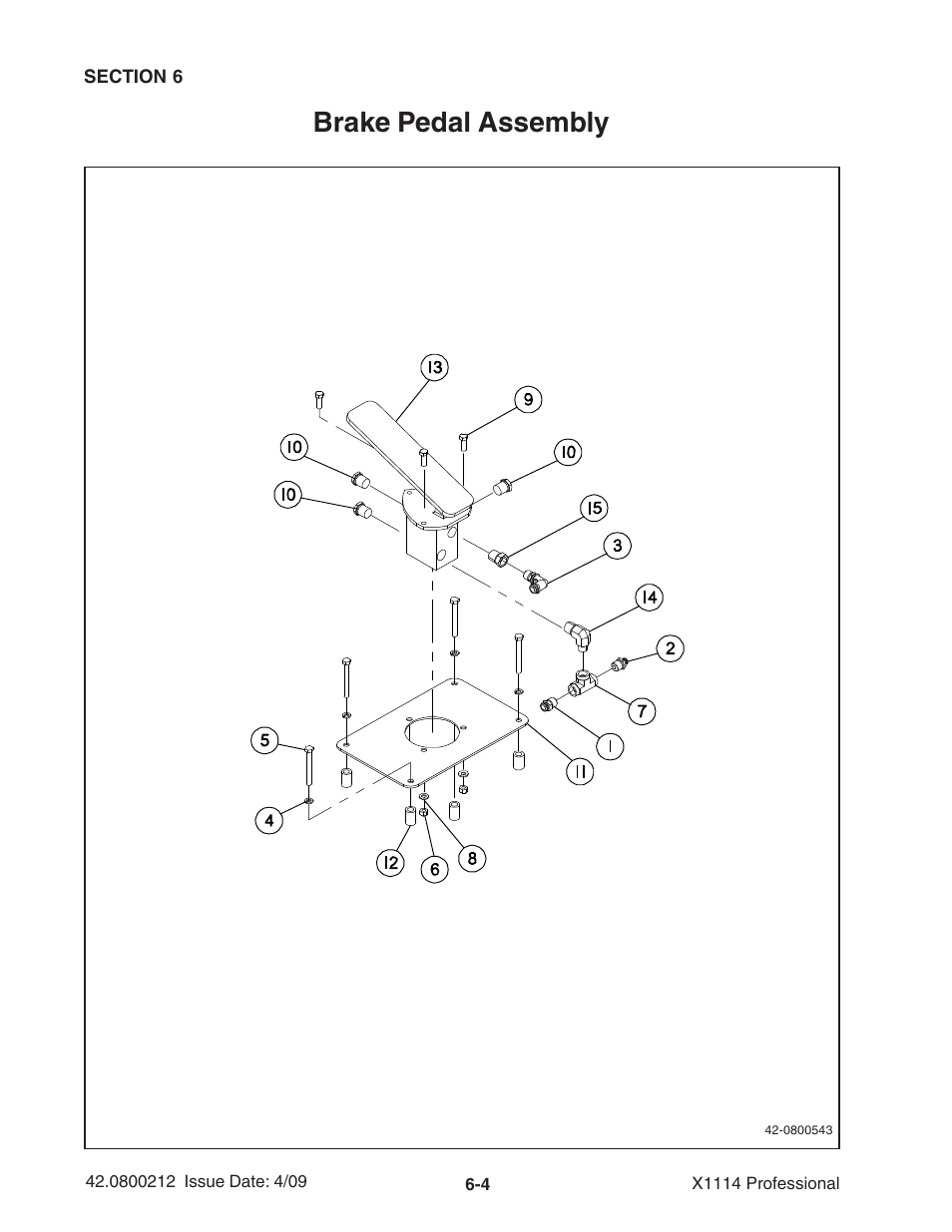 Brake pedal assembly | Ag-Bag X1114 Bagger User Manual | Page 98 / 262