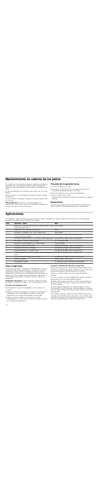 Mantenimiento en caliente de los platos, Proceder de la siguiente forma, Colocar la vajilla en el cajón | Servir los alimentos en los platos precalentados, Cerrar nuevamente el cajón, Desconexión, Aplicaciones, Asar a fuego lento, Consejos y advertencias para asar a fuego lento | Neff N21H45N0 User Manual | Page 14 / 32