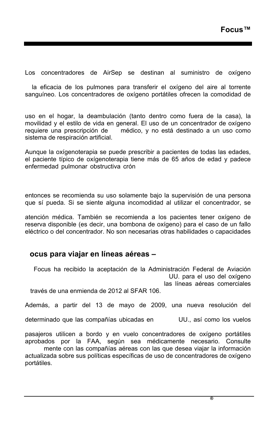 Focus, Perfil del operador | AirSep MN172-1 User Manual | Page 100 / 502