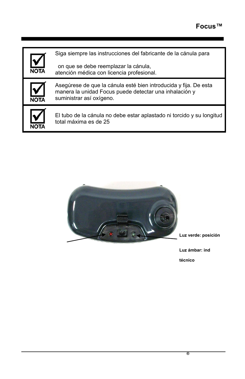 Focus, Componentes de la unidad focus | AirSep MN172-1 User Manual | Page 120 / 502