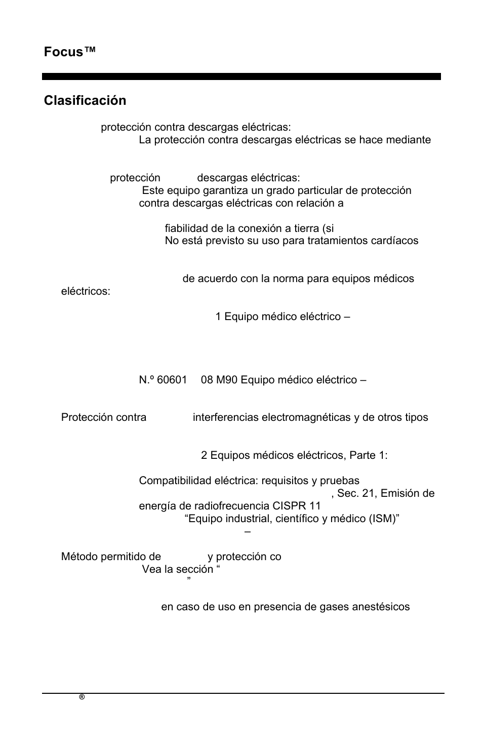 Focus™ es, Clasificación | AirSep MN172-1 User Manual | Page 139 / 502