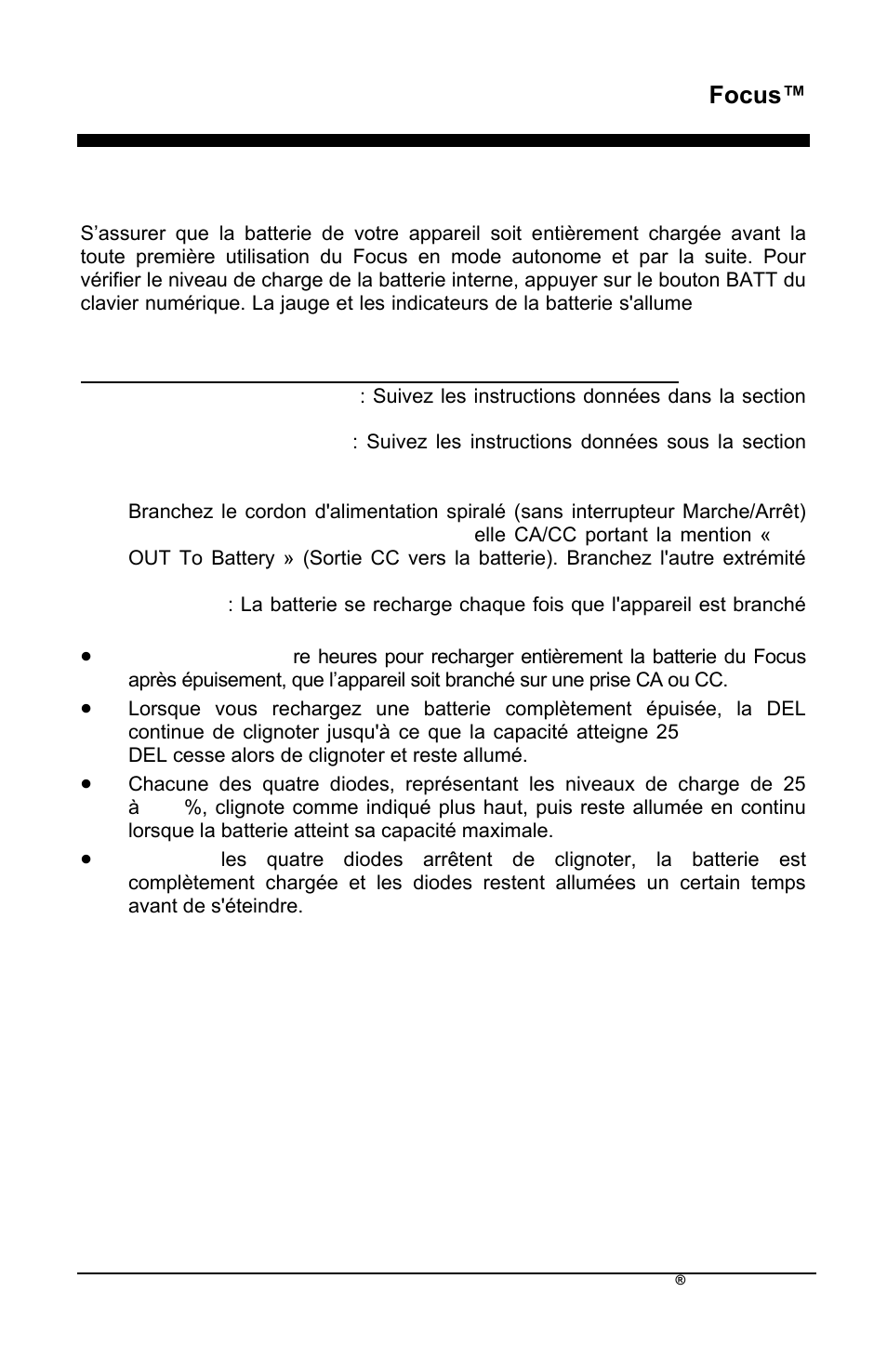 Fr focus, Chargement de la batterie | AirSep MN172-1 User Manual | Page 22 / 502