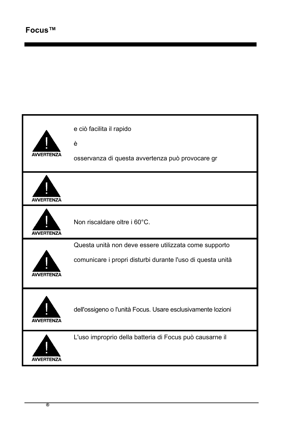 Focus™ it, Norme di sicurezza importanti | AirSep MN172-1 User Manual | Page 237 / 502