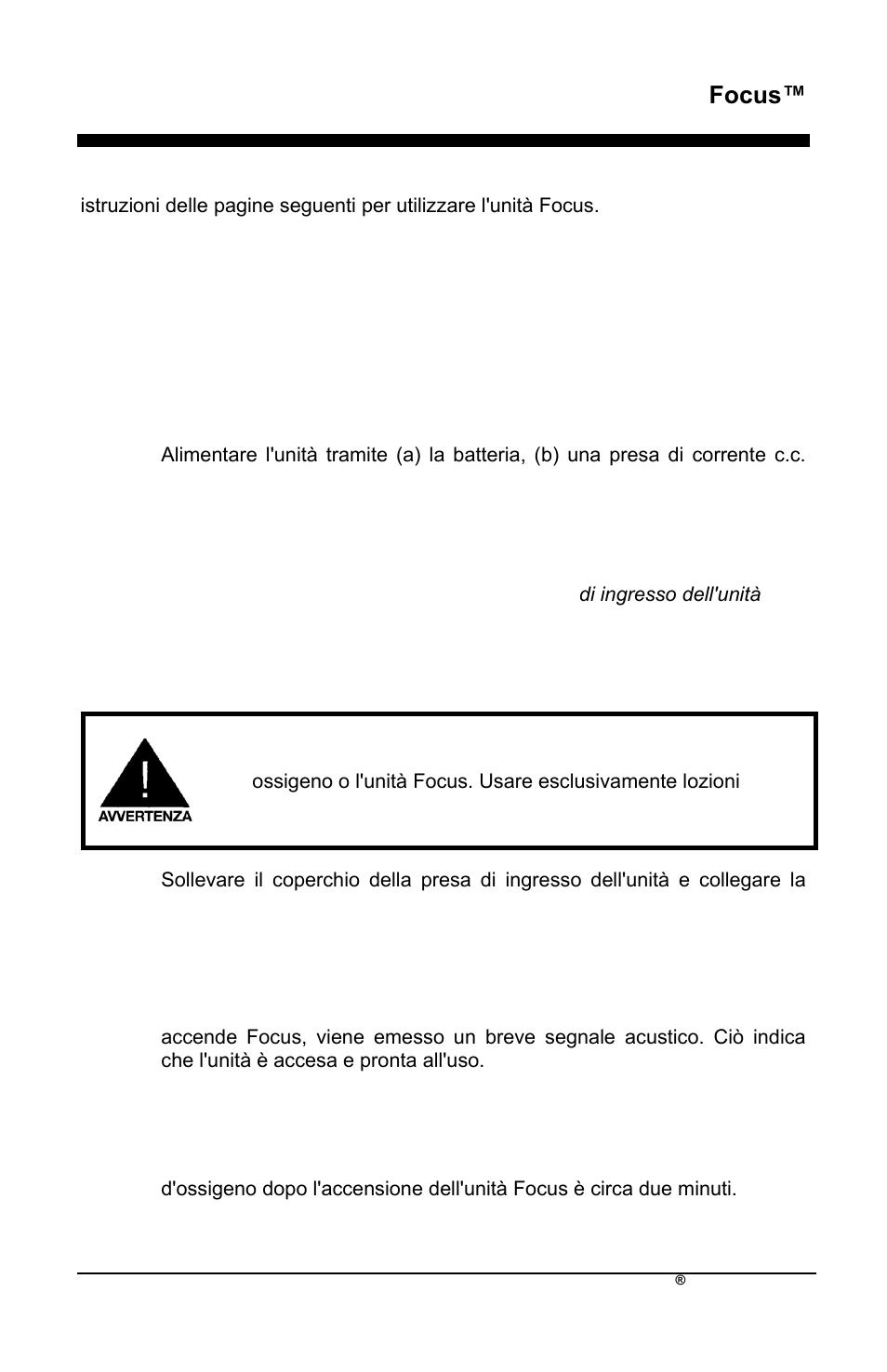 Focus, Istruzioni per l'uso | AirSep MN172-1 User Manual | Page 258 / 502