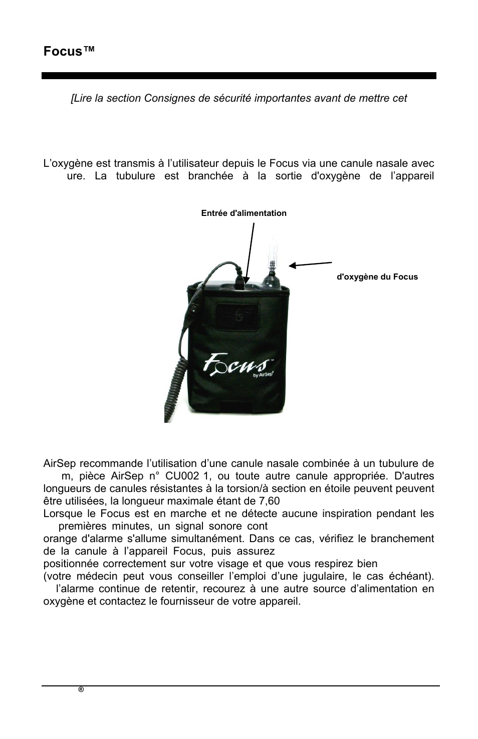 Focus™ fr, Canule nasale | AirSep MN172-1 User Manual | Page 27 / 502