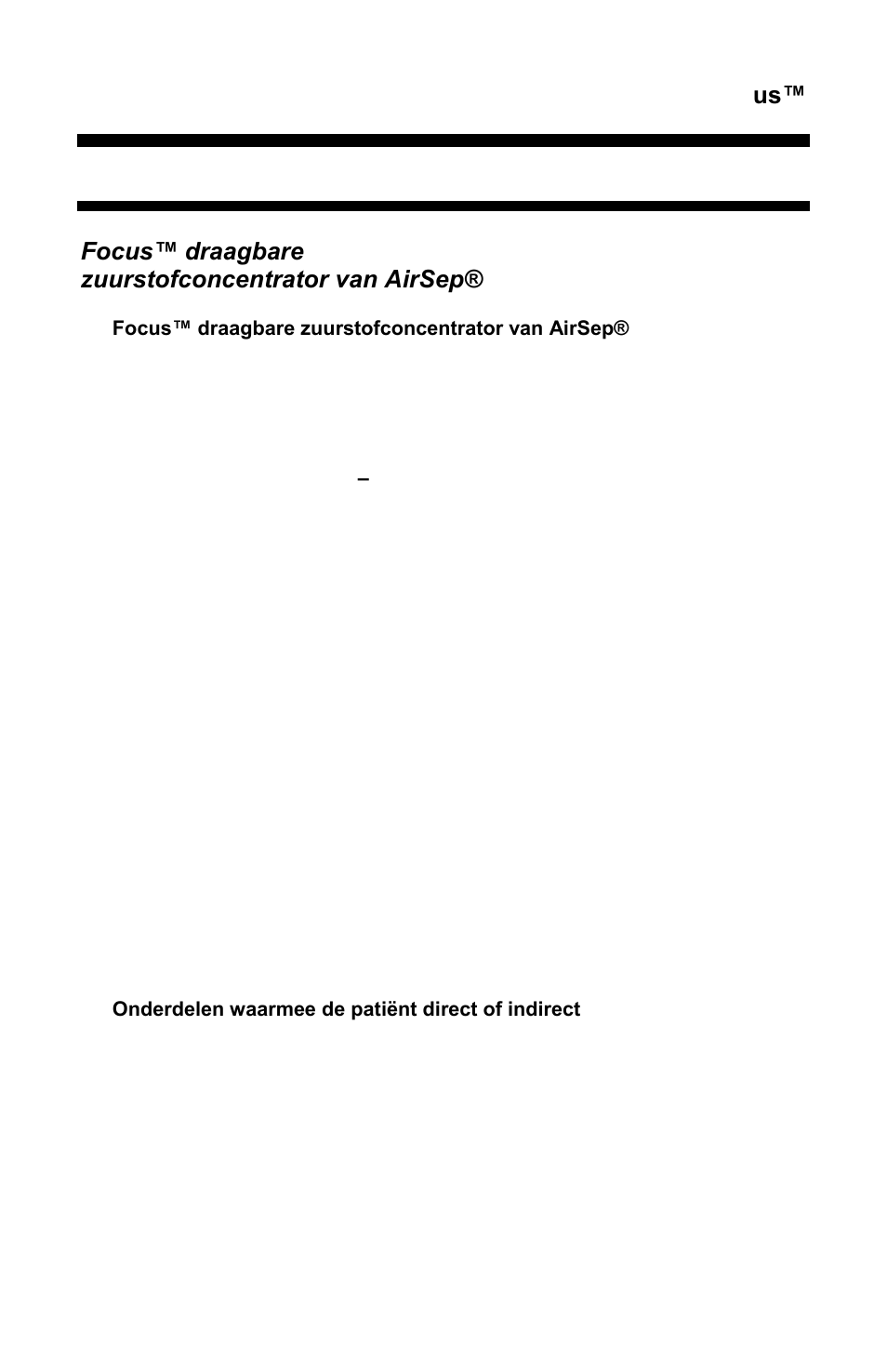 Foc us, Inhoud, Focus™ draagbare zuurstofconcentrator van airsep | AirSep MN172-1 User Manual | Page 278 / 502