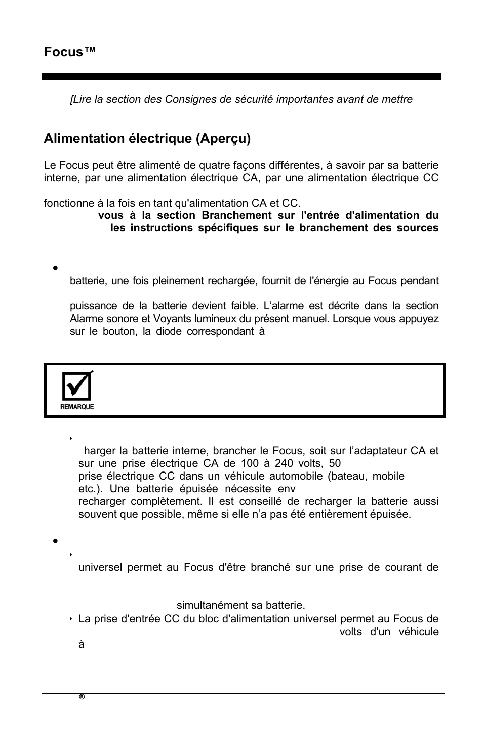 Focus™ fr, Alimentation électrique (aperçu) | AirSep MN172-1 User Manual | Page 31 / 502