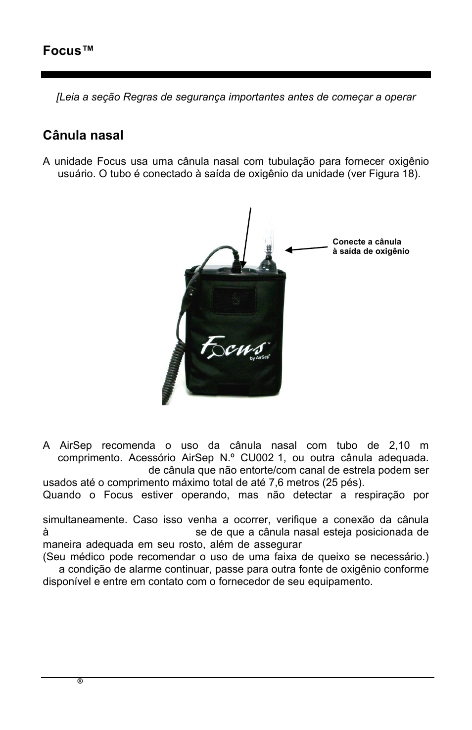 Focus™ pt, Cânula nasal | AirSep MN172-1 User Manual | Page 347 / 502