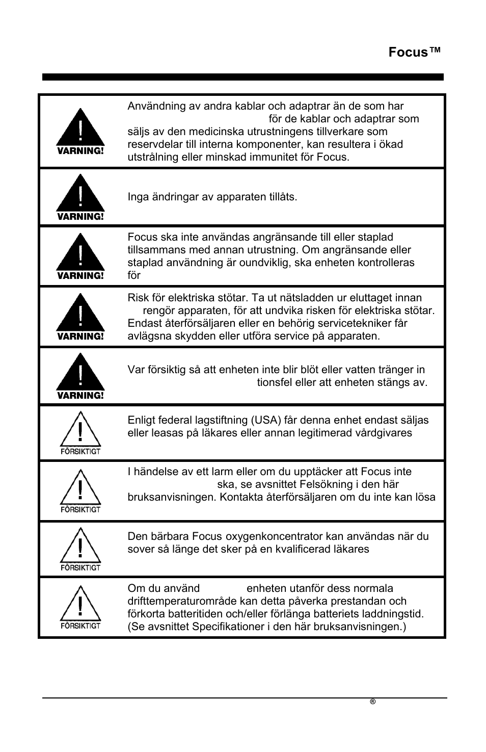 Focus | AirSep MN172-1 User Manual | Page 376 / 502