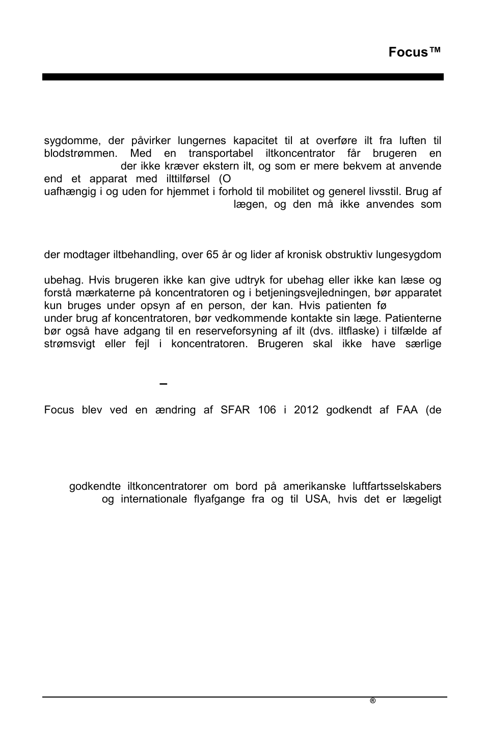 Focus, Brugerprofil, Focus til flyrejser – godkendt af faa | AirSep MN172-1 User Manual | Page 418 / 502