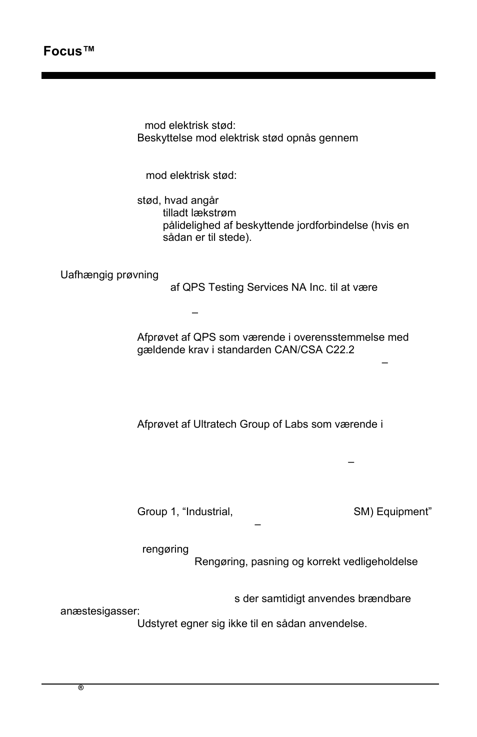 Focus™ da, Klassifikation | AirSep MN172-1 User Manual | Page 455 / 502