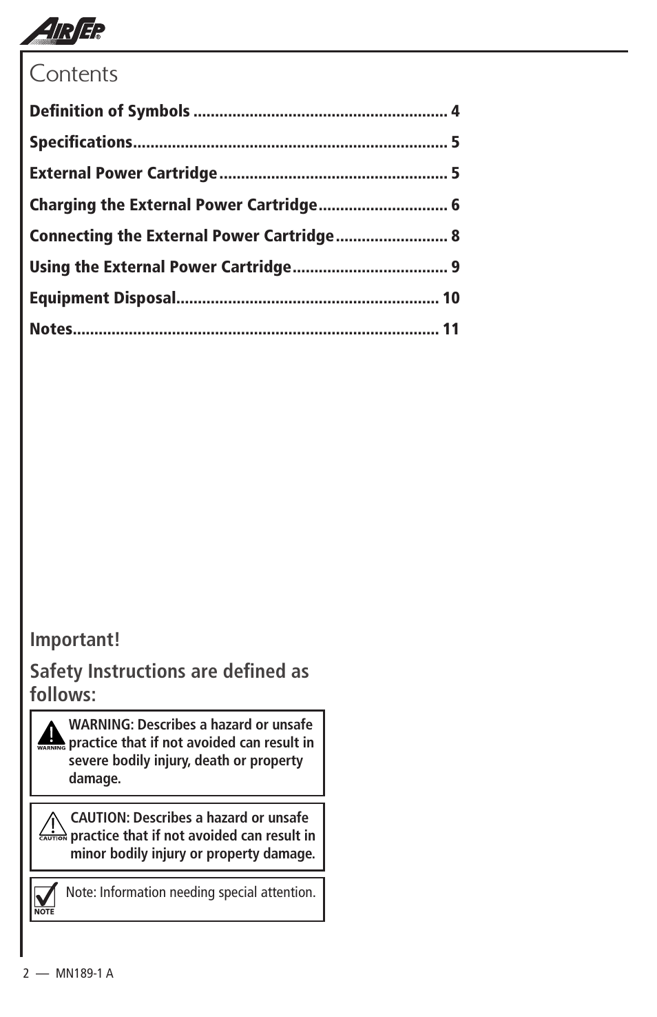 AirSep MN189-1 User Manual | Page 2 / 12