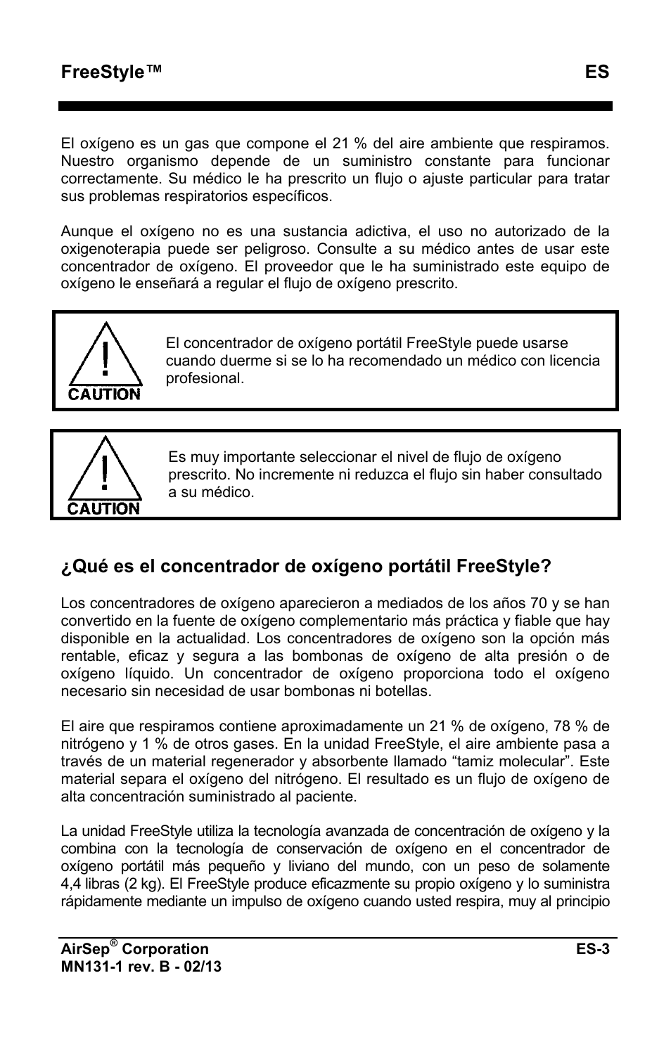 Freestyle™ es | AirSep MN131-1 B User Manual | Page 111 / 556