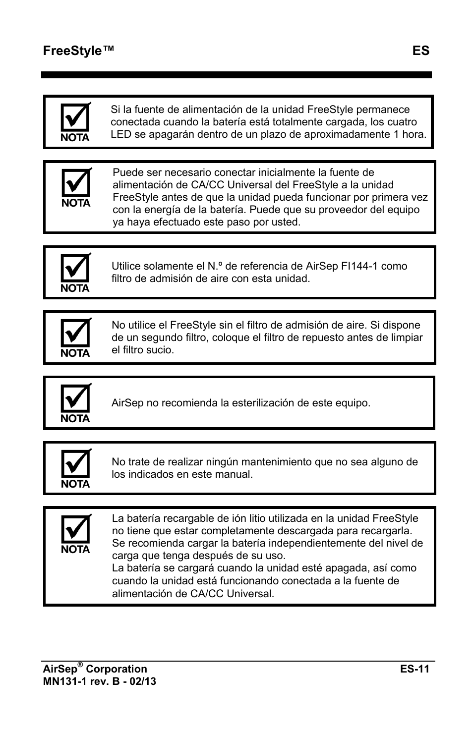 Freestyle™ es | AirSep MN131-1 B User Manual | Page 119 / 556