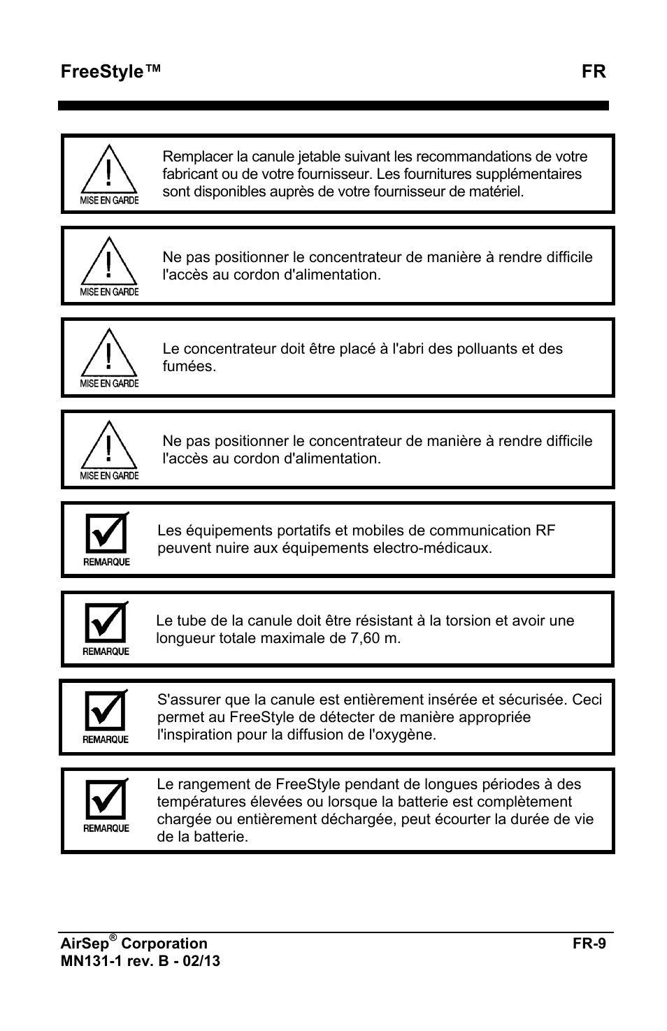 Freestyle™ fr | AirSep MN131-1 B User Manual | Page 13 / 556