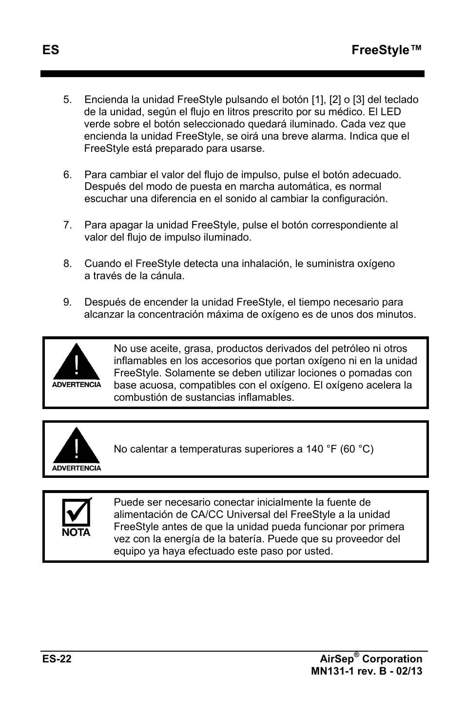 Freestyle | AirSep MN131-1 B User Manual | Page 130 / 556