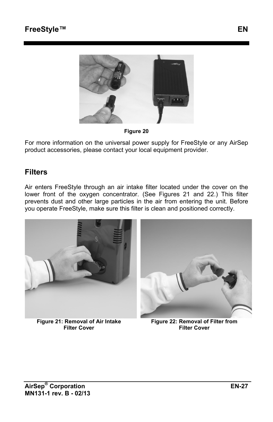 Freestyle™ en, Filters | AirSep MN131-1 B User Manual | Page 239 / 556