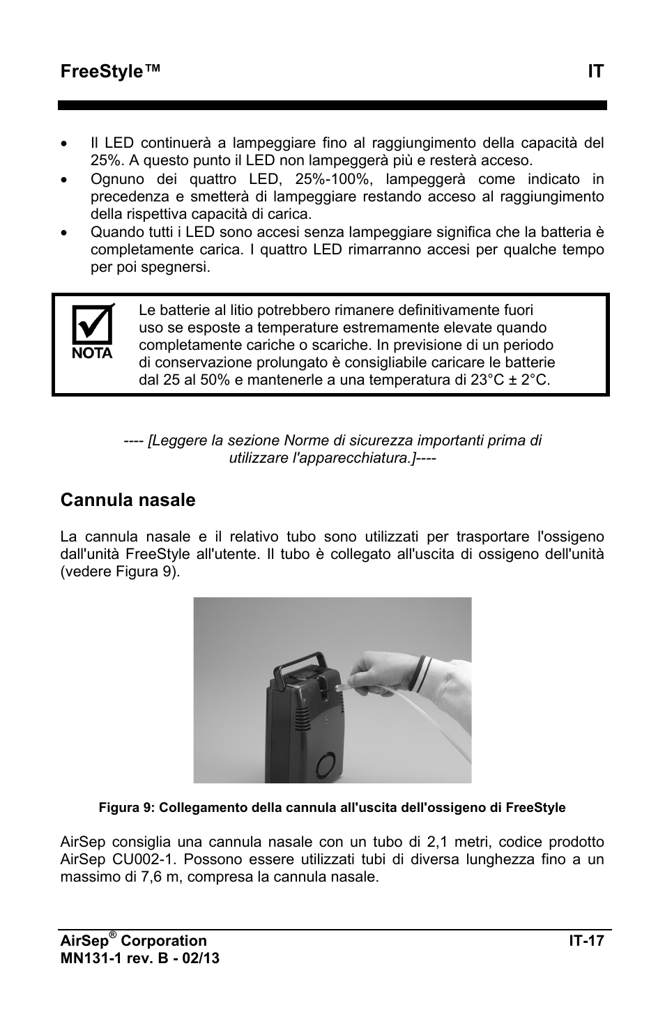 Freestyle™ it, Cannula nasale | AirSep MN131-1 B User Manual | Page 279 / 556