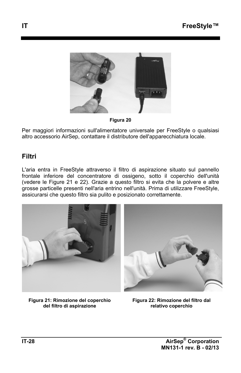 Freestyle, Filtri | AirSep MN131-1 B User Manual | Page 290 / 556